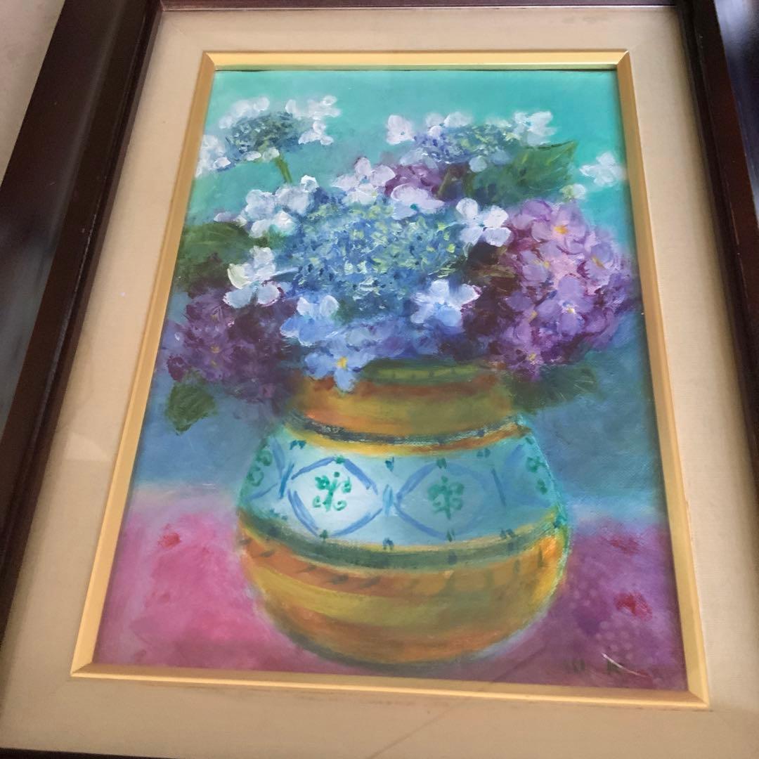 油絵　小林昌　紫陽花
