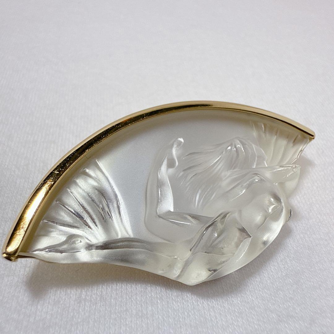 LALIQUE ラリック ゴールドカラー クリアガラス ブローチ
