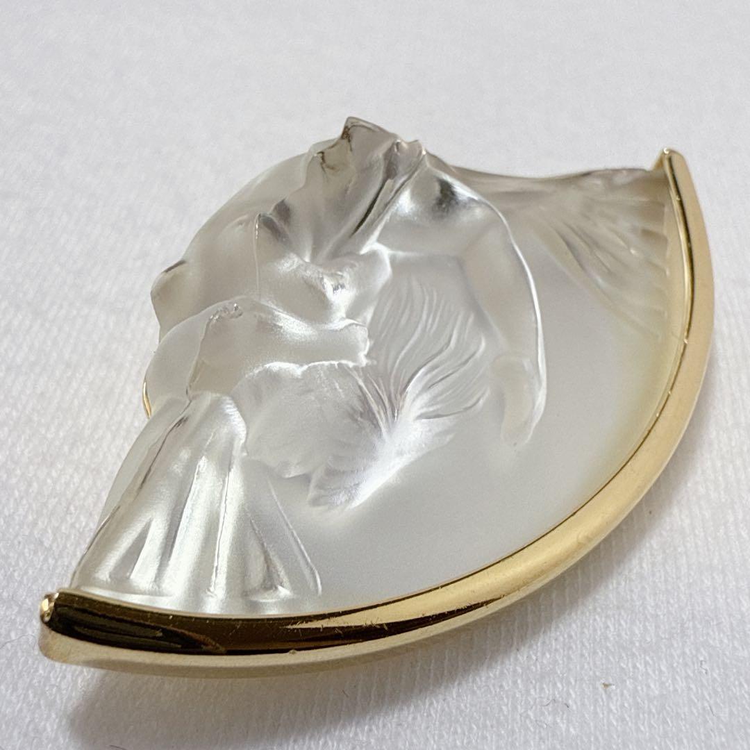 LALIQUE ラリック ゴールドカラー クリアガラス ブローチ