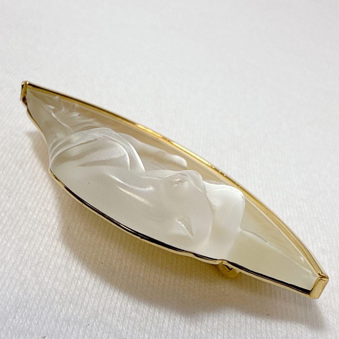 LALIQUE ラリック ゴールドカラー クリアガラス ブローチ
