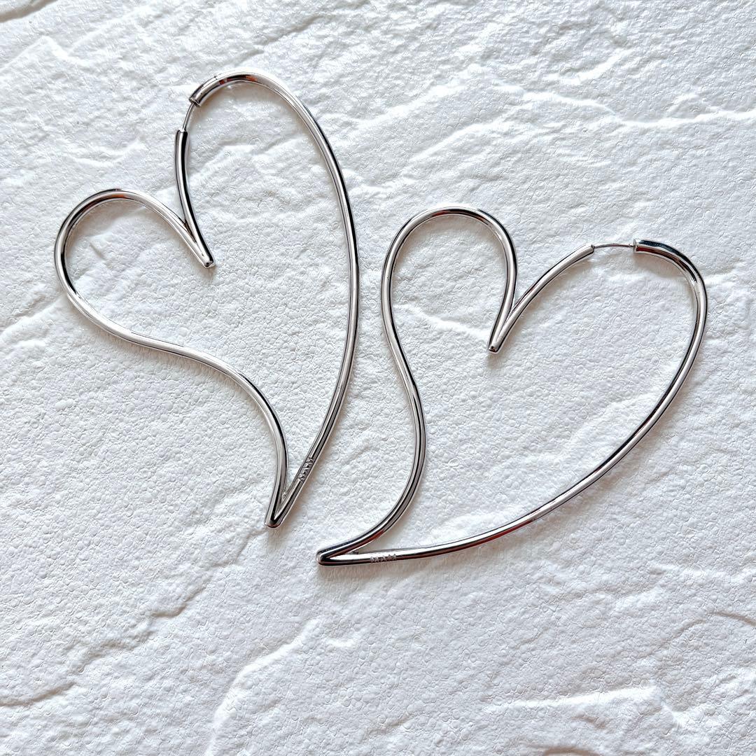 MAM ハート型シルバーピアス 大ぶり