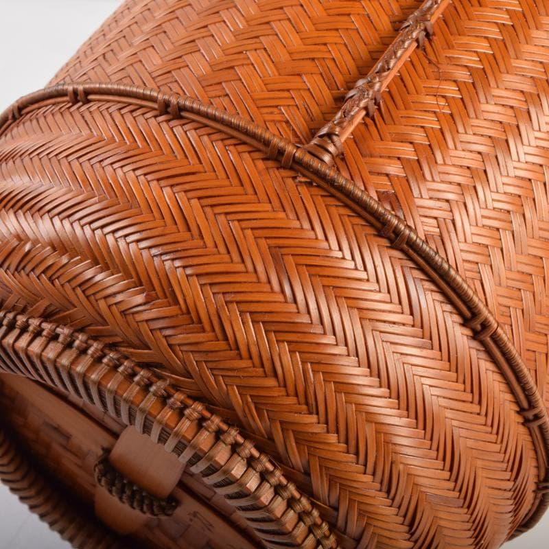 茶道具　江南市無形文化財　瀬邉功山作　綾網代編花入籠　共布共箱　V　R9491B