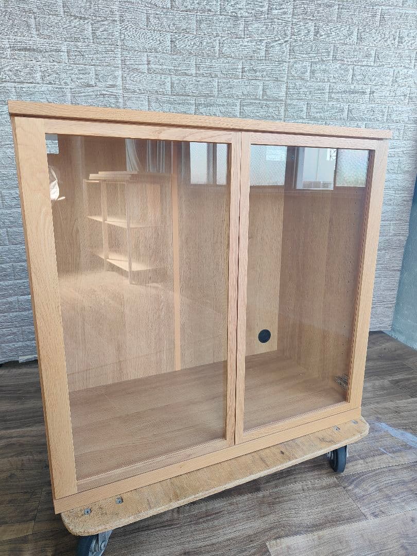 MUJI 無印良品 木製キャビネット ガラス扉 オーク材突板
