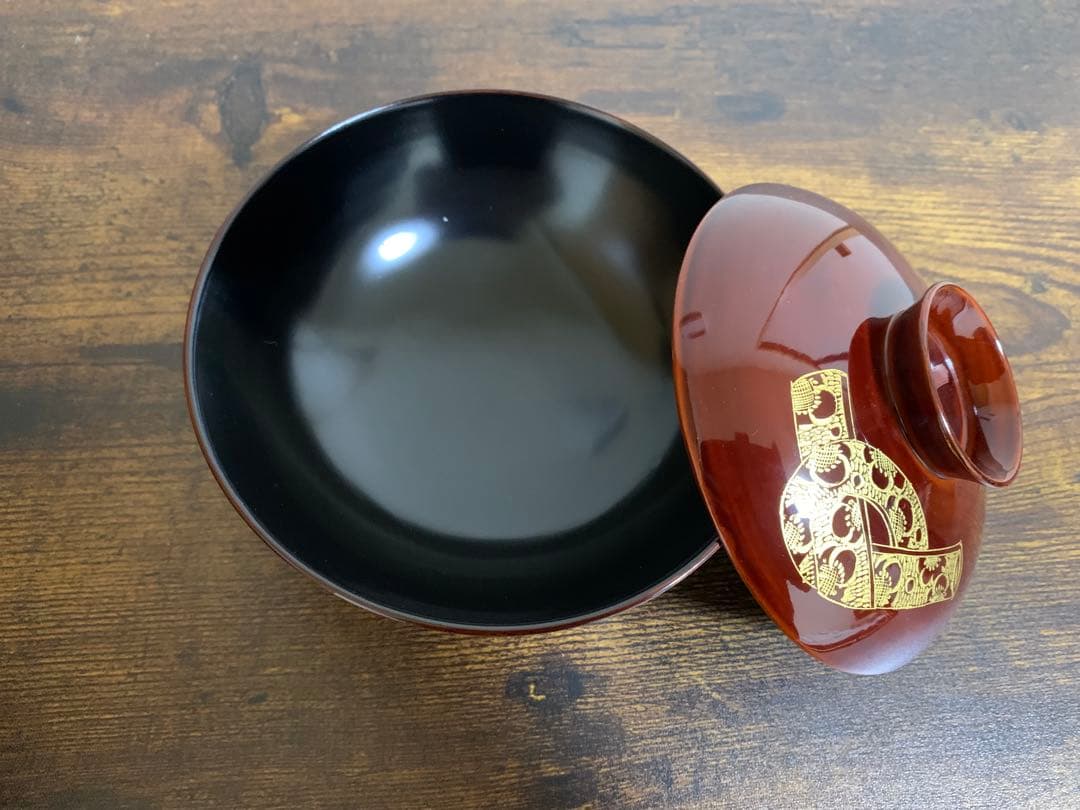 輪島塗　金彩　吸物椀10客　時代物　蓋付き椀　お椀　汁椀　椀　未使用品