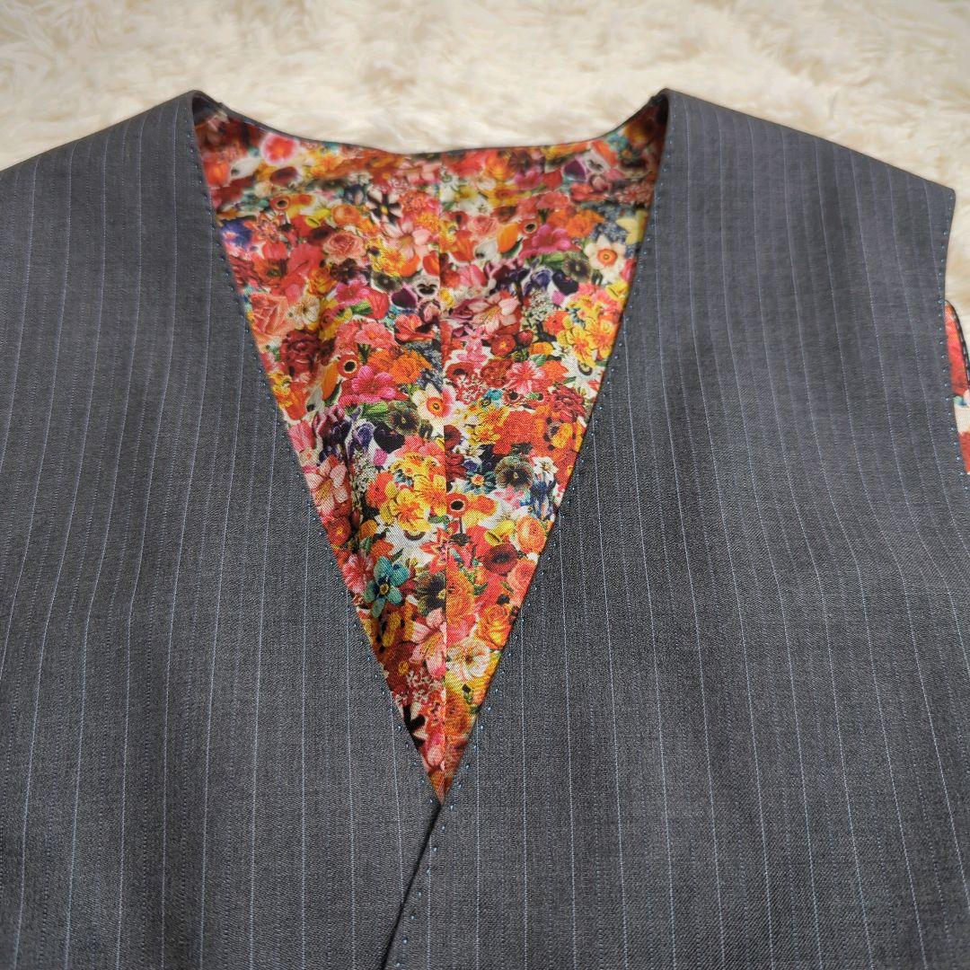 【タグ付き】PAUL SMITH ストライプ スーツベスト 花柄 未使用級