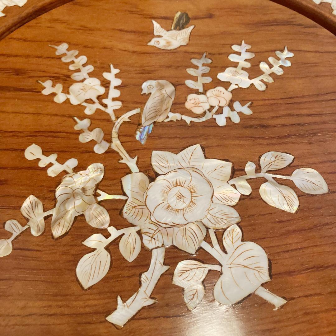 螺鈿細工 丸型座卓 丸椅子 スツール 腰掛け 中国美術 工芸品