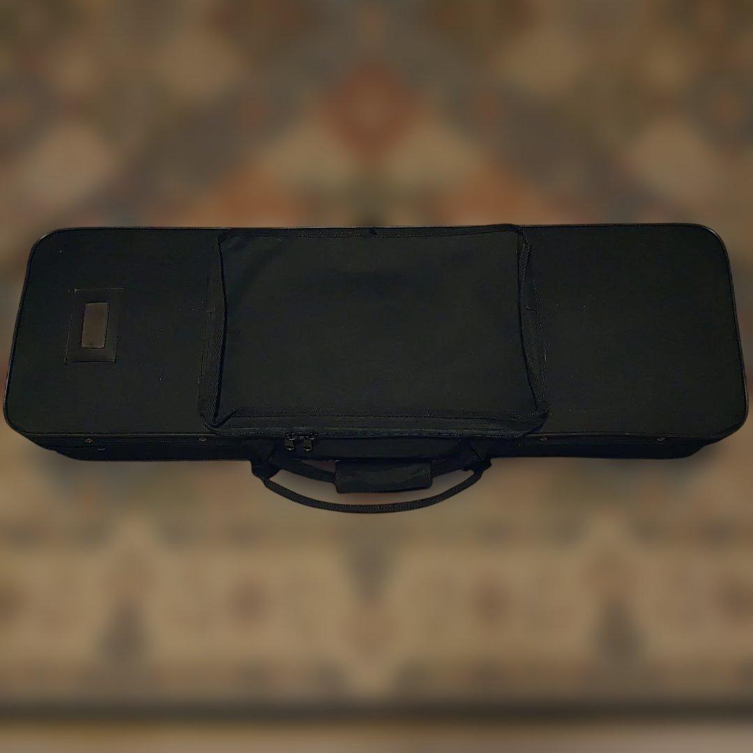 沖縄三線セミハードケース黒　中古　赤内装 収納ポケット付き (B)