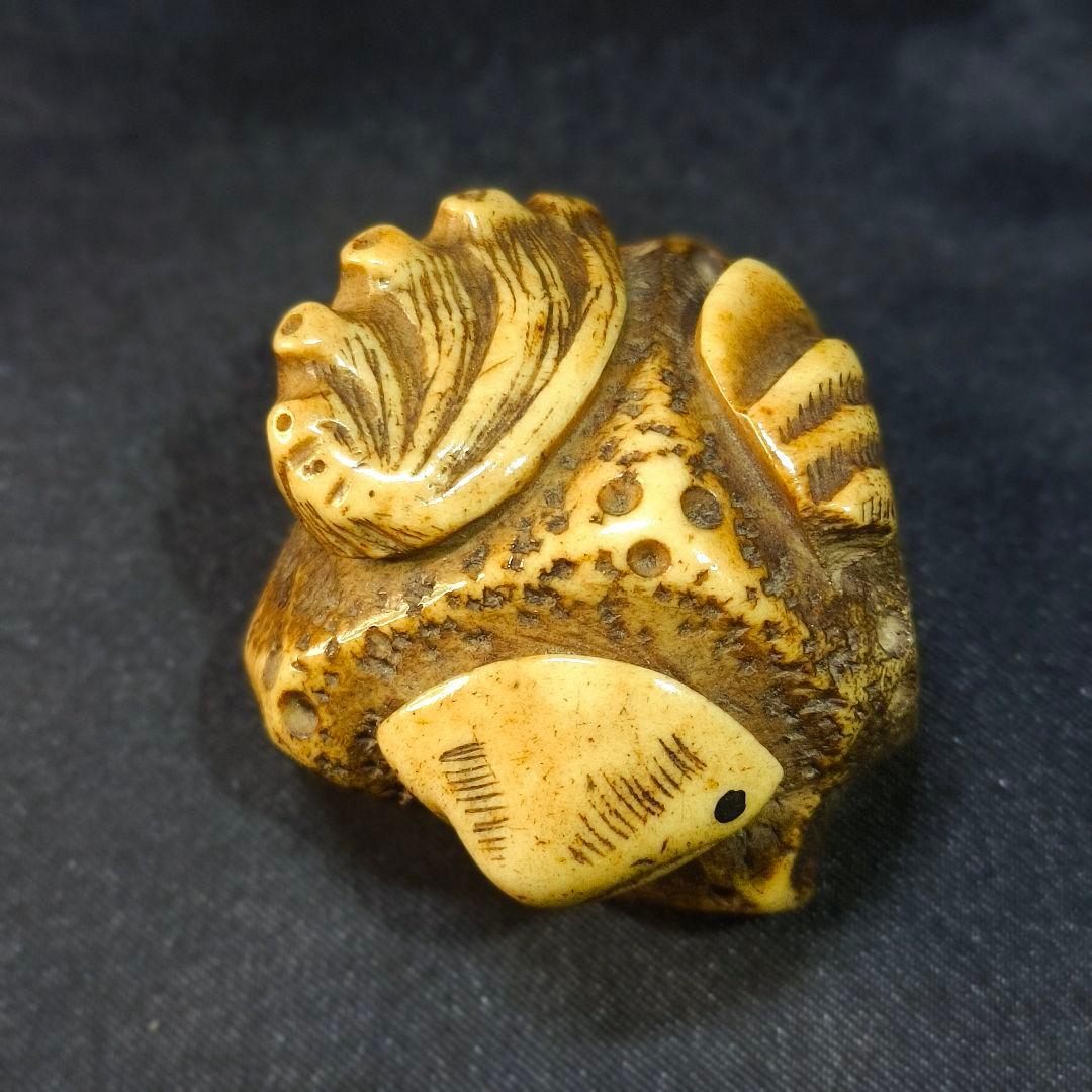 根付 貝尽くし 鹿角彫り 江戸骨董 古美術品 旧家蔵出美品 蒐集家放出 時代物