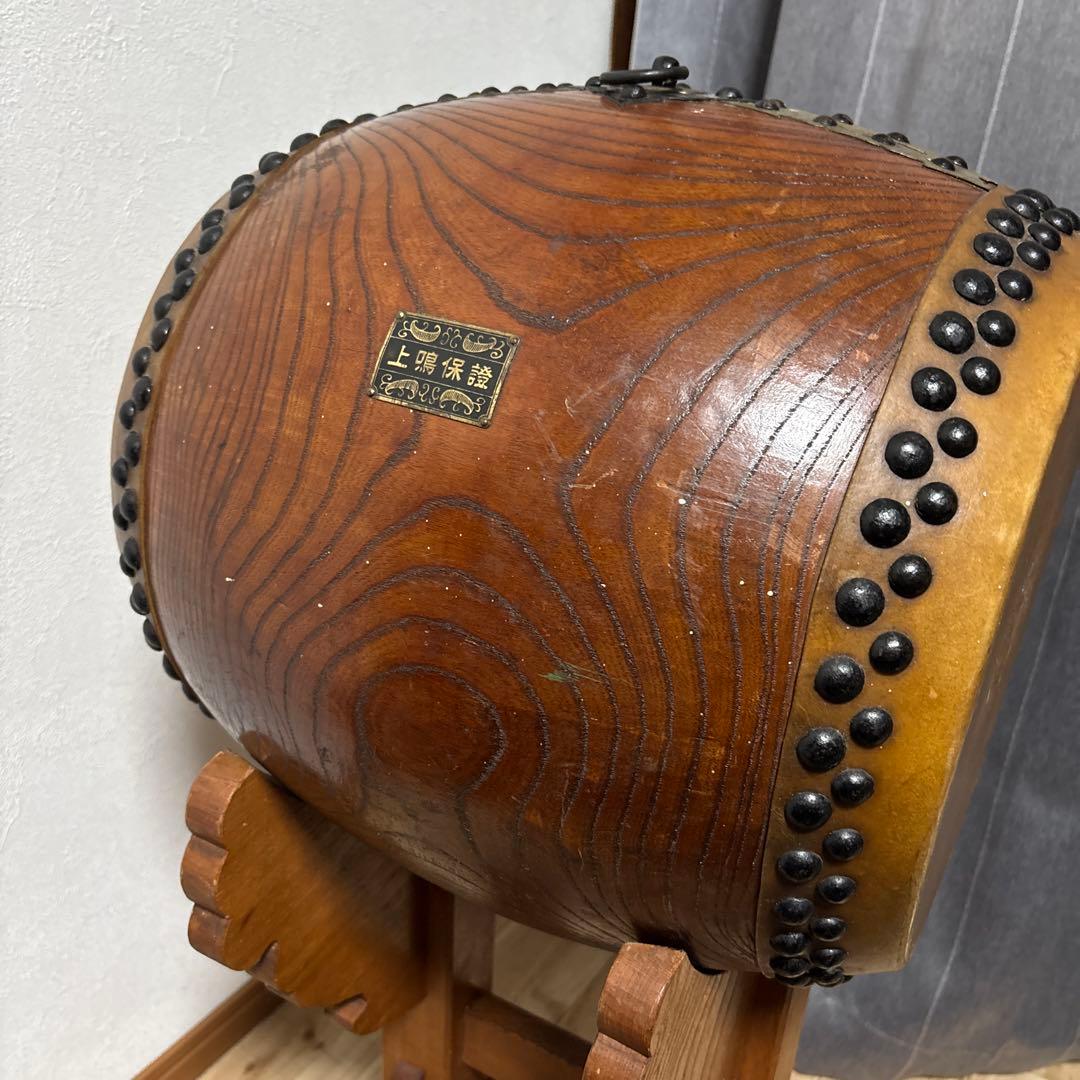 和太鼓　大正　新條正之　直径30cm 状態普通　土台　バチ付き　最安値