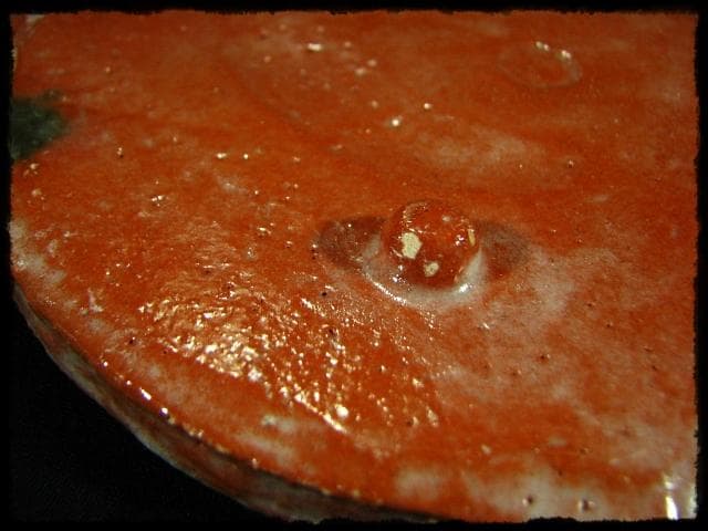 中村 道年 赤 分銅 向付 赤楽 楽焼  茶道具 懐石 d44