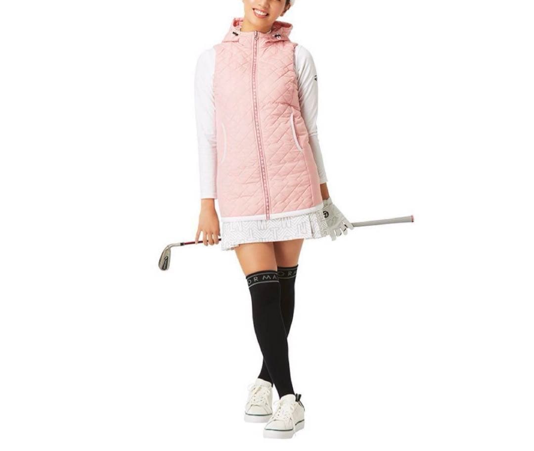 【チェリー 様】Taylor Made 中綿フーディベスト　ロング丈　ピンク　M