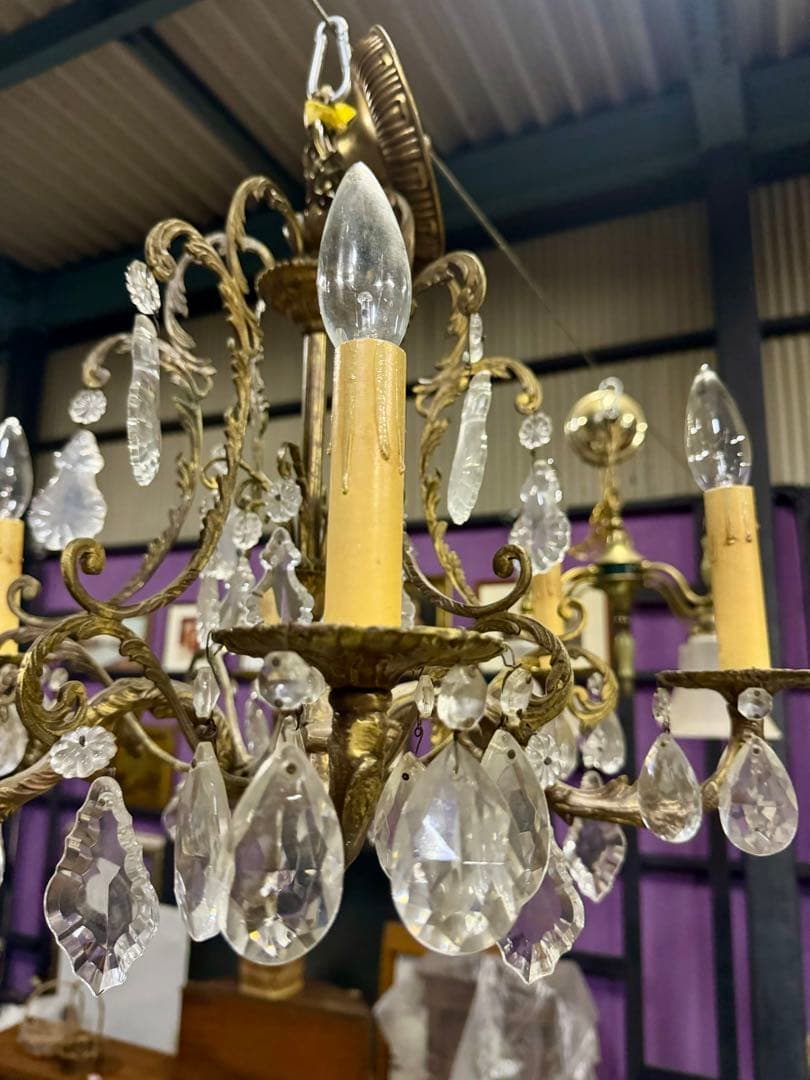 アンティーク 西洋シャンデリア 6灯 直径60×高さ60 クリスタル装飾