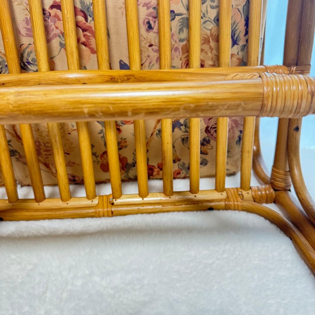 レア♡籐椅子 ラタンチェア サイドテーブル アンティーク レトロ クッション付