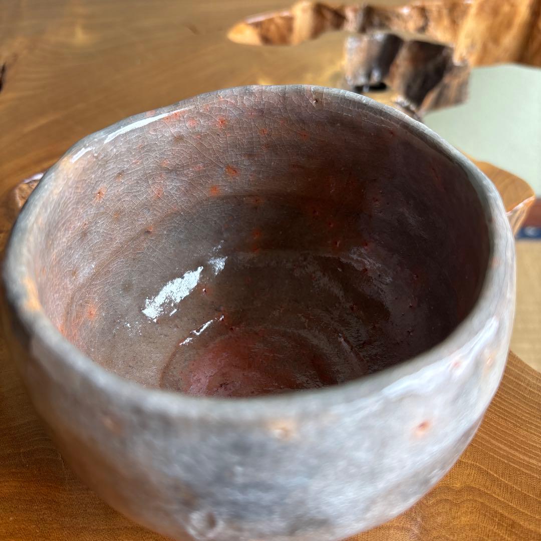 楽入窯 吉村楽入 赤楽茶碗 楽焼 抹茶碗 茶道具 共箱