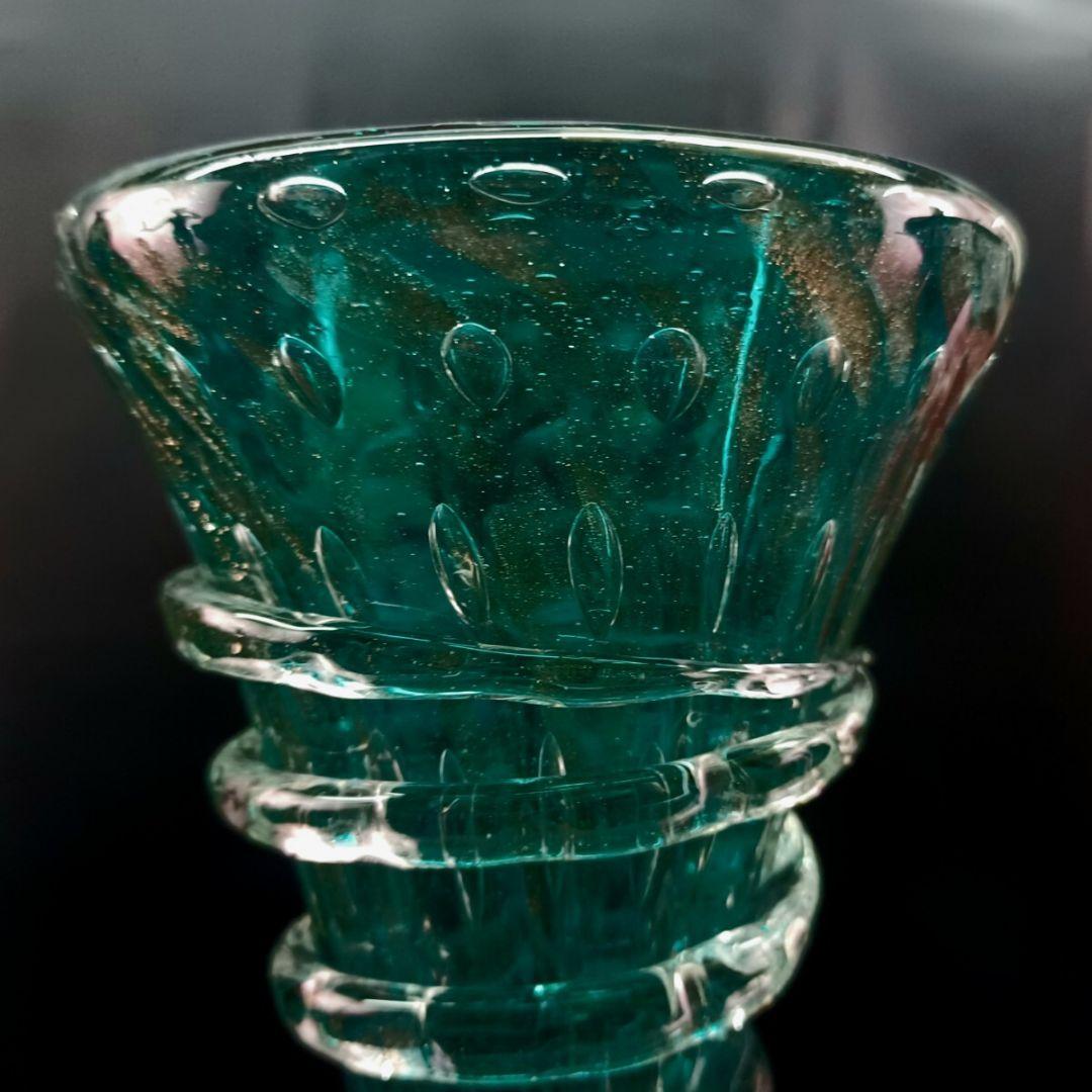 MURANO ムラノ 金彩 エメラルドグリーン ライオン モチーフ 装飾 花器