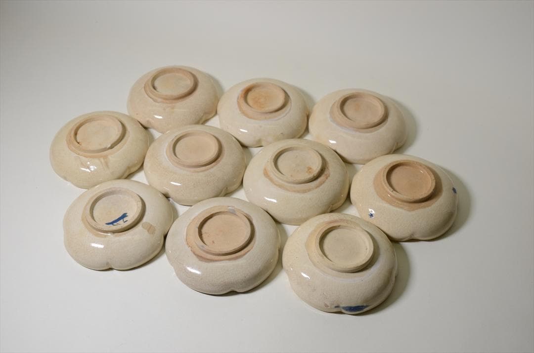 明治時代　京焼　色絵花唐草小皿　骨董品　アンティーク　食器