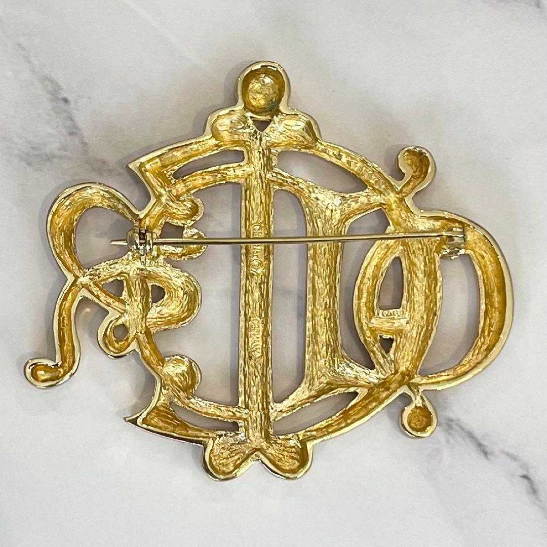 Dior ゴールド 旧ロゴ ブローチ 美品