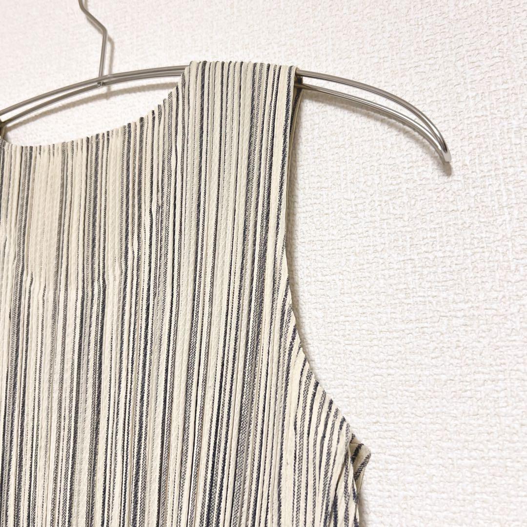 プリーツプリーズ　イッセイミヤケ　チュニック　ストライプ　切り替え　縦　斜め　3