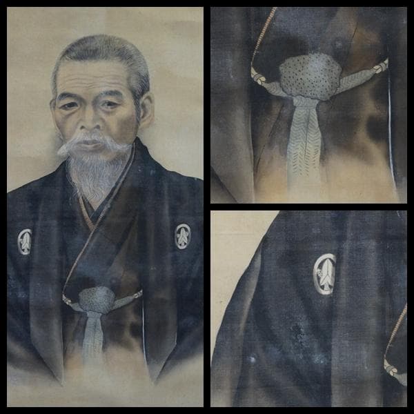 大正期 藤田苔石作 『肖像』絹本 真作 日本画家作品 掛け軸