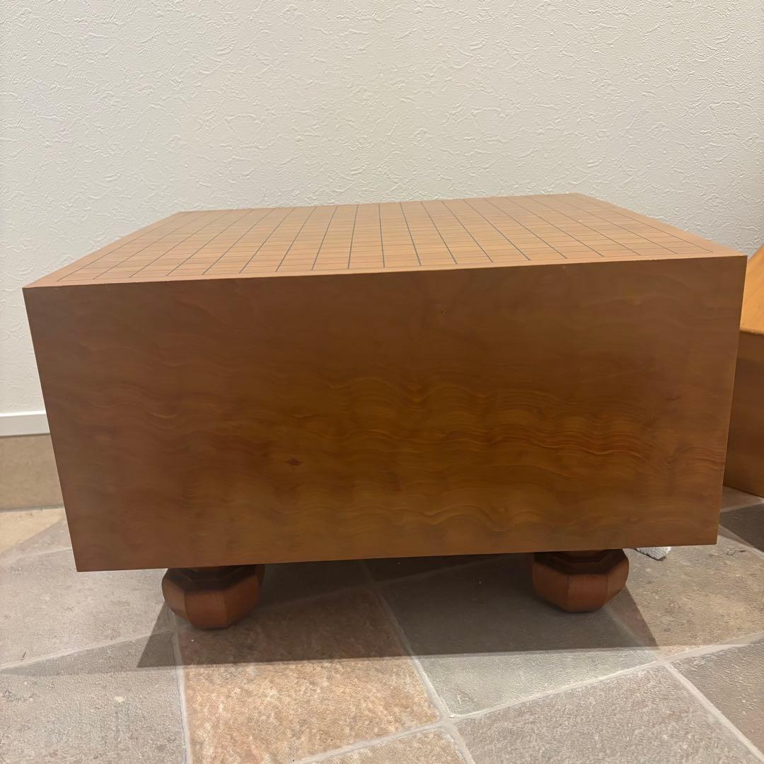 稀少！木製天然木 本榧 柾目 一枚物 脚付 碁盤 桐盤覆付厚21cm検囲碁本榧