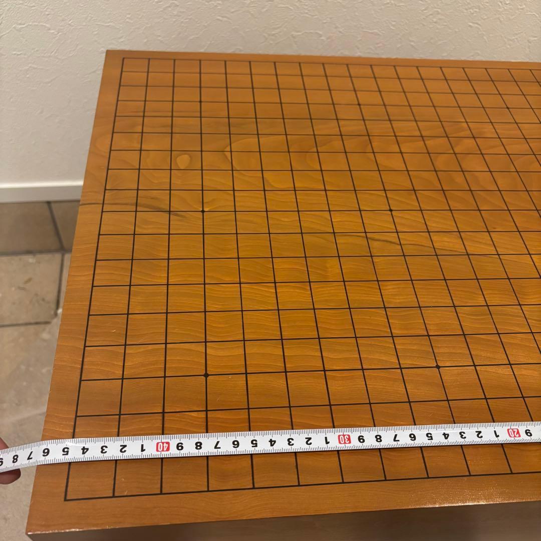 稀少！木製天然木 本榧 柾目 一枚物 脚付 碁盤 桐盤覆付厚21cm検囲碁本榧
