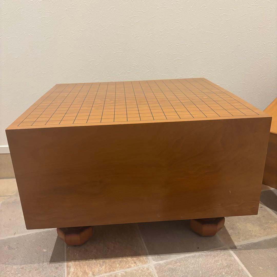 稀少！木製天然木 本榧 柾目 一枚物 脚付 碁盤 桐盤覆付厚21cm検囲碁本榧