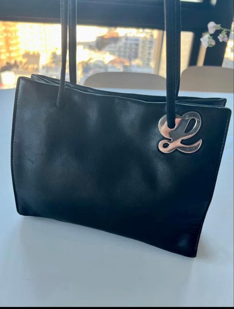 K　LOEWE ロエベ 本革 ラムレザー トートバッグ 黒(ブラック)