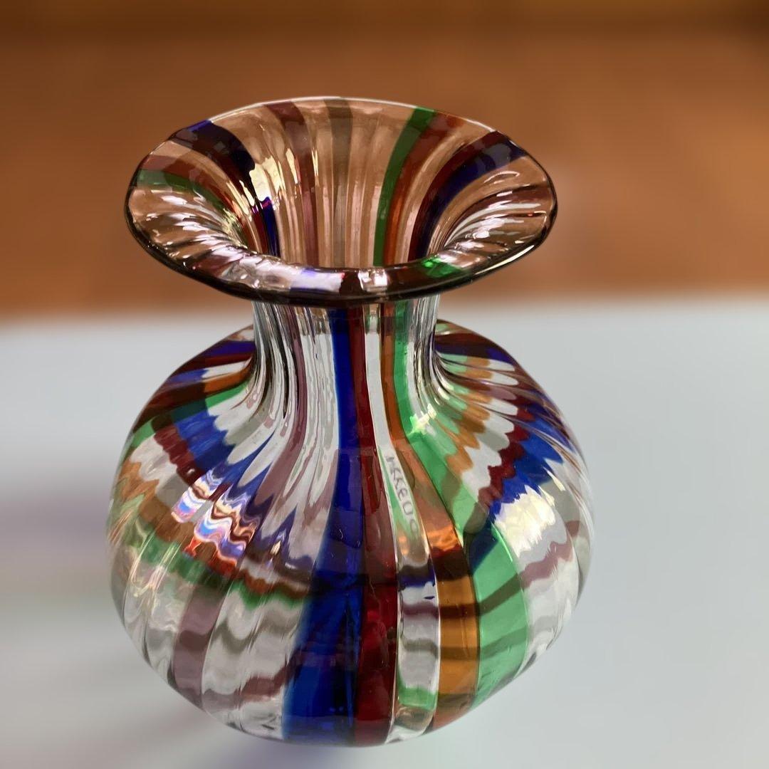 ヴェネチアングラスムラーノ花瓶ストライプ