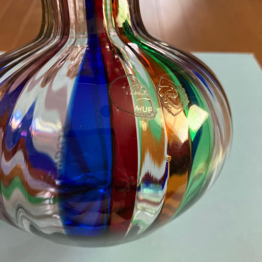 ヴェネチアングラスムラーノ花瓶ストライプ