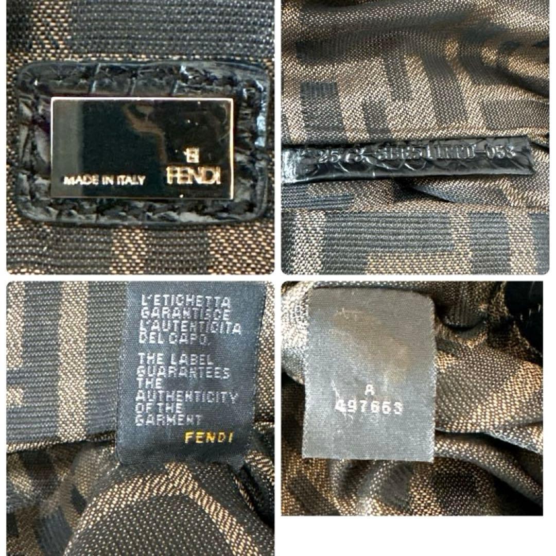 FENDI フェンディ スパイバッグ クロコ型押しレザー ブラック