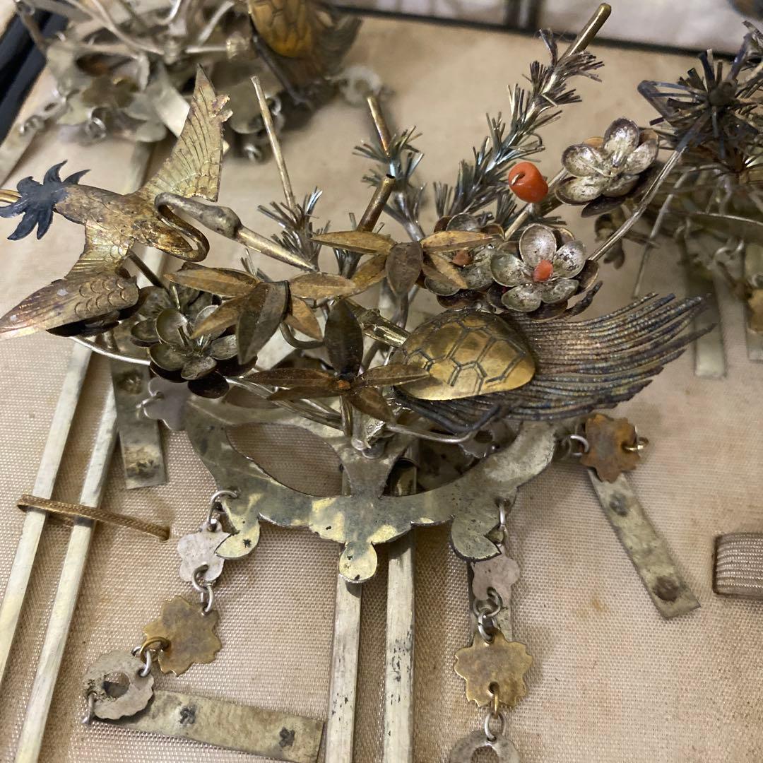 クリスマスセール　櫛細工　珊瑚　鶴亀