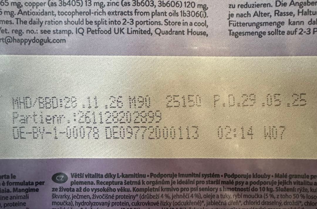 [4kg×2個]ハッピードッグ ミニシニア ドライフード (賞味期限写真あり)