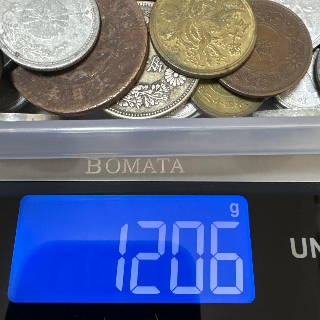 古銭まとめ1206g 銀貨大量旭日50銭、竜50銭、竜20銭、竜10銭 など多数