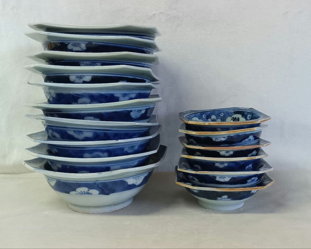 大明萬曆年製　四方皿　小鉢　大小16点セット　うさぎ　骨董　アンティーク　染付