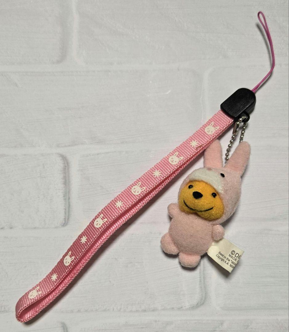 激レア！ディズニー Disney くまのプーさん うさぎ ストラップ 中古品