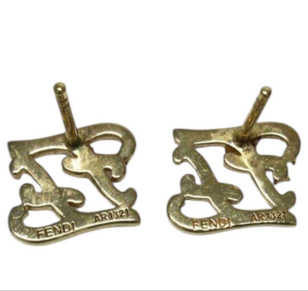 美品　FENDI フェンディ FFロゴ ラインストーン ピアス
