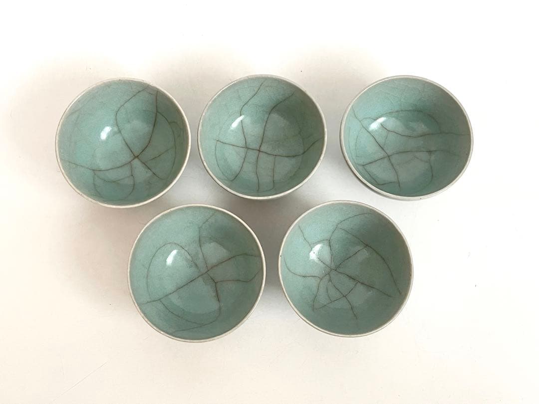 陶芸家　人間国宝　三浦小平二　青磁　青瓷　小碗　番茶器　五客　箱なし