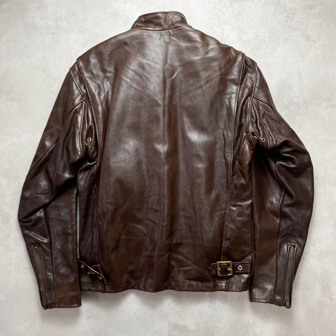 美品 希少カラー ショット シングルライダース ボアライナー付き ブラウン 36