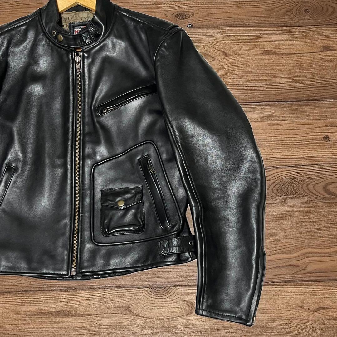 【希少サイズLL】 ライダースジャケット シングルライダース　牛革　NANKAI