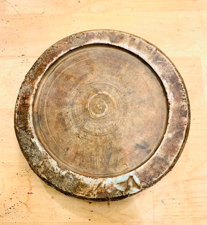 【清末民初】　景徳鎮青花唐草文円瓷硯