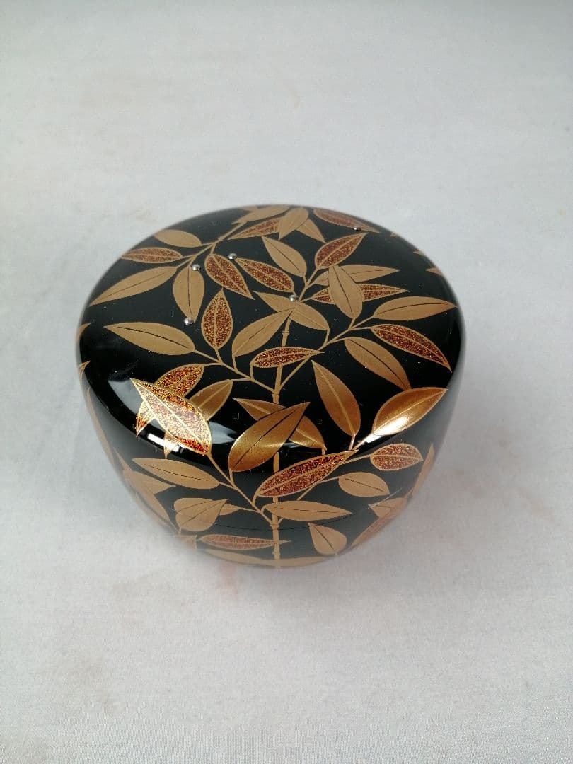 【茶事具】村田宗覚造　惺斎好写し笹蒔絵棗　漆器　棗295