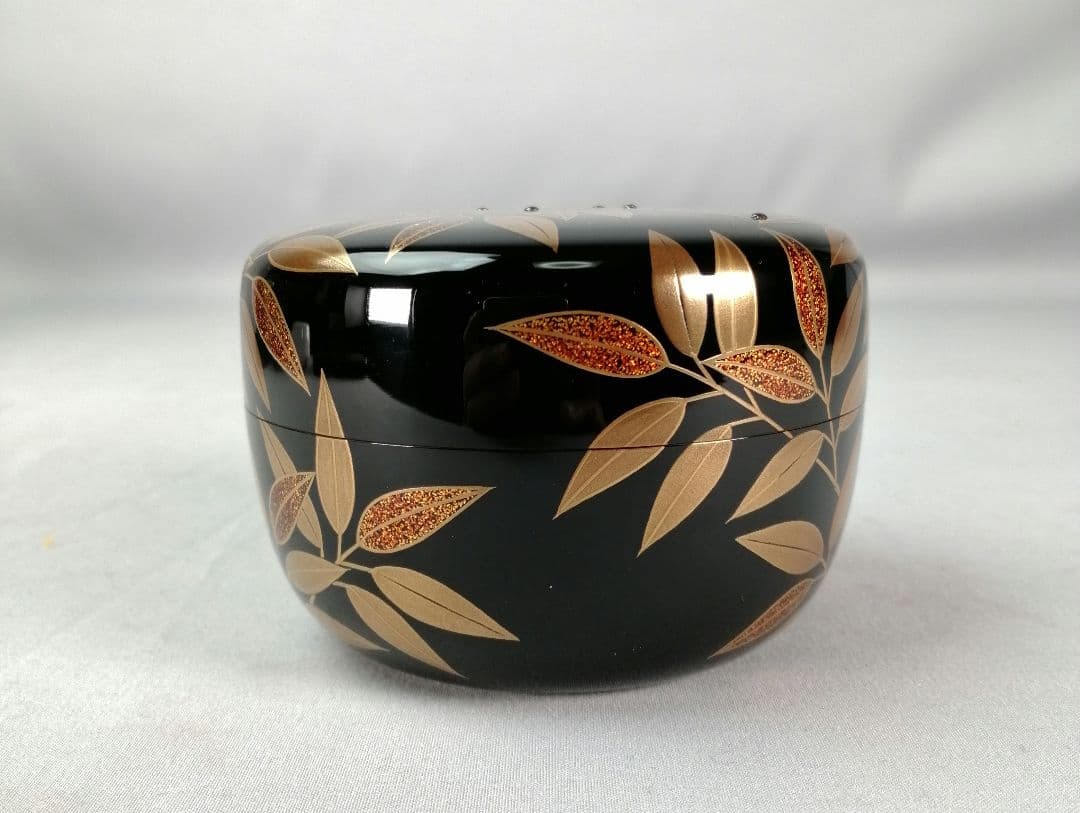 【茶事具】村田宗覚造　惺斎好写し笹蒔絵棗　漆器　棗295