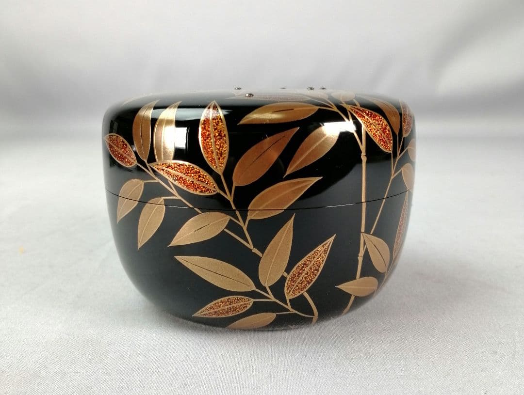 【茶事具】村田宗覚造　惺斎好写し笹蒔絵棗　漆器　棗295