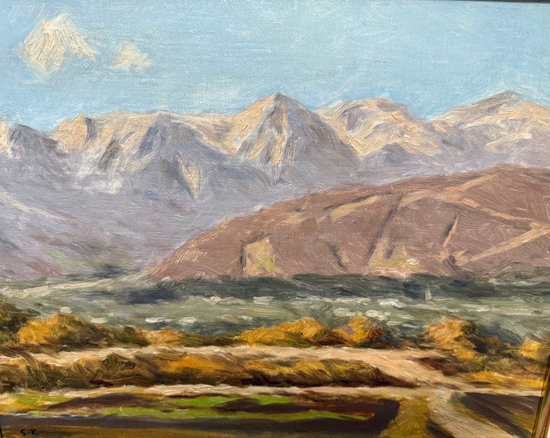 黒田清輝写【赤石山脈にて】 油彩画 山と風景 サイン入り　F6サイズ　送料込み