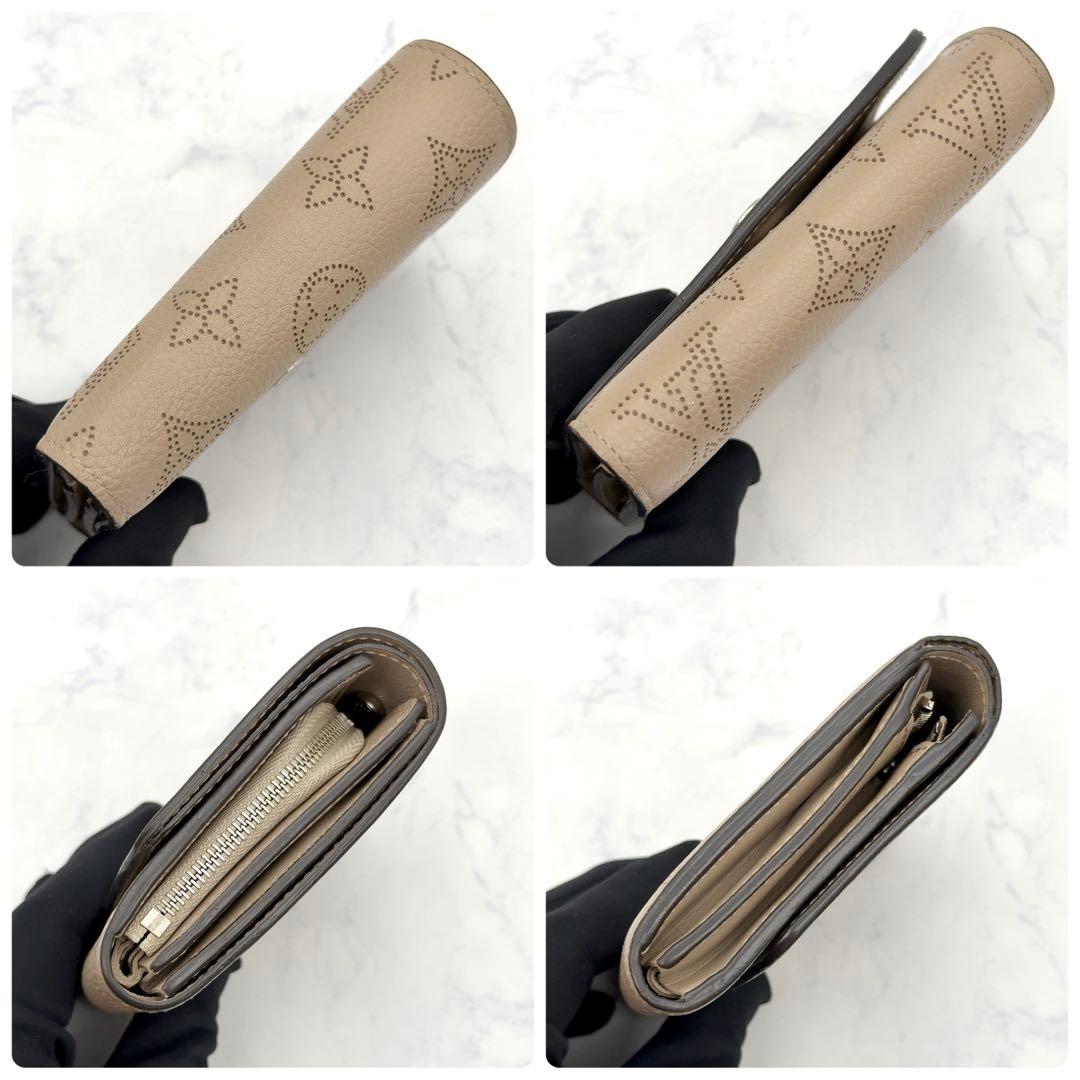 【最高級美品】ルイヴィトン マヒナ イリス コンパクト 二つ折り財布 ベージュ