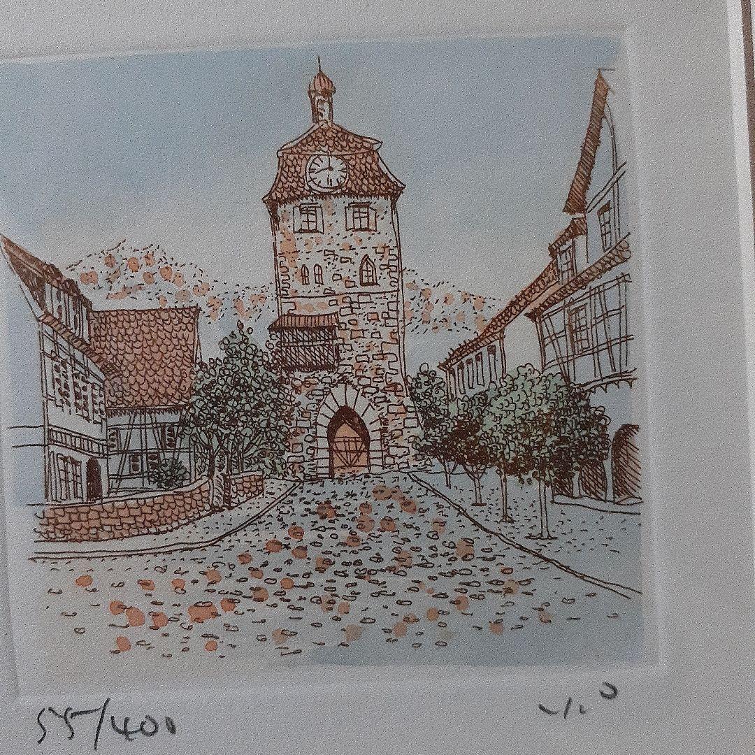 ドイツ ロマンチック街道 ローテンブルク?絵画55/400 サイン入り