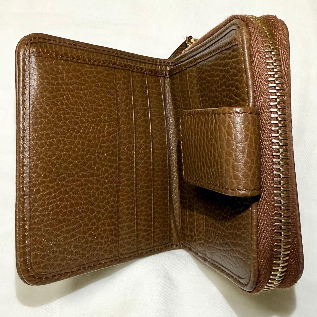【美品】GUCCI　二つ折り財布　箱あり　ブラウン