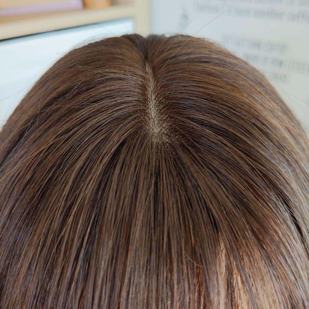 ★サラサラ高級人毛100%★マッシュショート　ブラウン　フルウイッグ　かつら