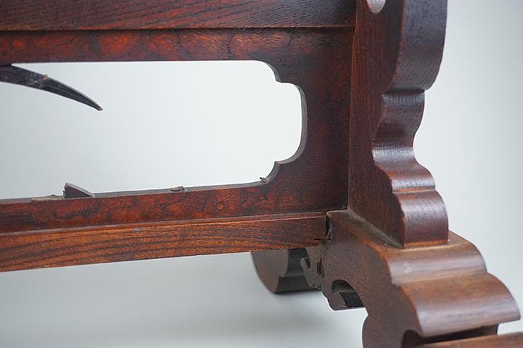 時代木彫刀掛け　稲穂透かし五本掛け　日本刀飾り台