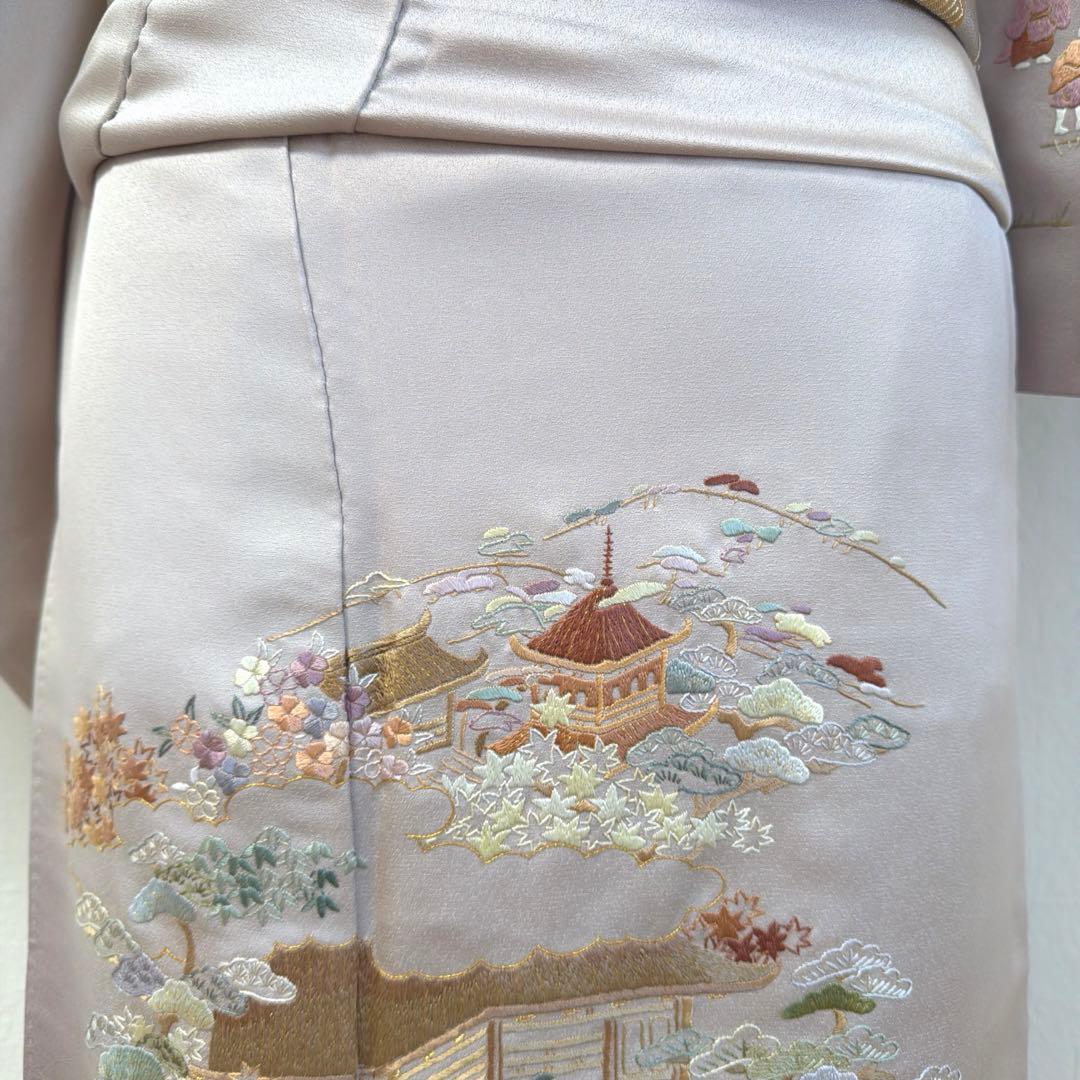 496 訪問着フルセット 正絹 薄紫 金彩 豪華 総刺繍 暈し染め お上品